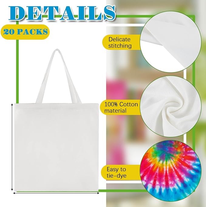 Silkfly Cotton Tote Bags Bulk for Tie Dying Bohemia Tie Dye Blank Grocery - Image 4
