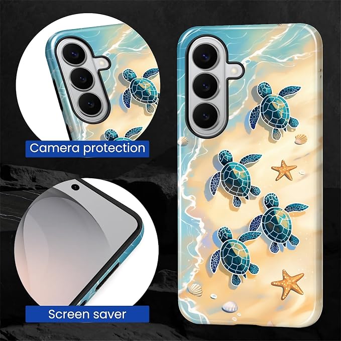 for Samsung Galaxy S26+ Case, Sea Turtle Beach Pattern Glossy 2 in 1 Shockproof - Image 5