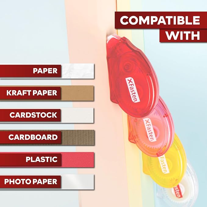 XFasten Double Sided Tape for Scrapbooking, 8mm x 30ft 4-Pack Multicolor - Image 7