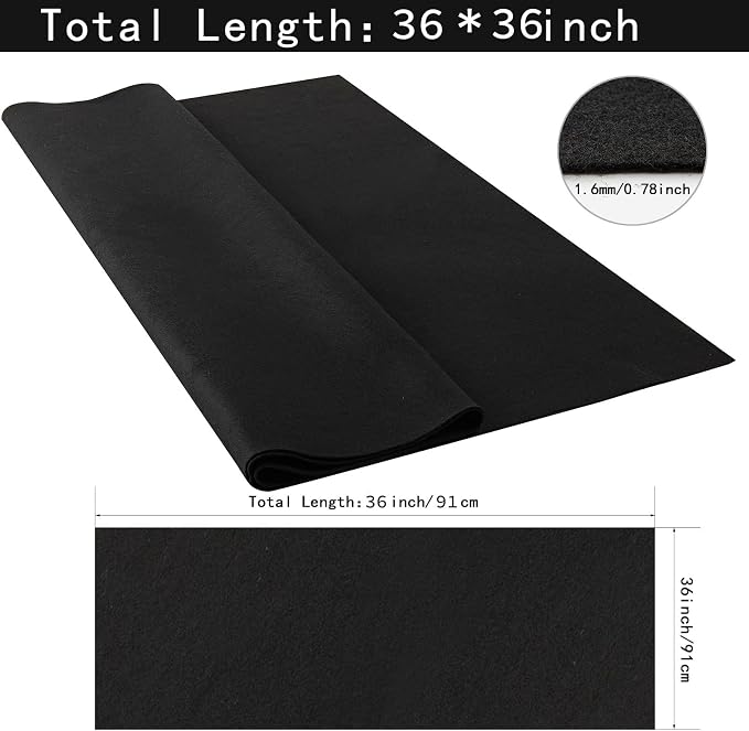 HaoFeijh Black Felt Fabric 36 * 36 Inch Wide 1.6mm, Fabric Sheets Soft Woven - Image 2