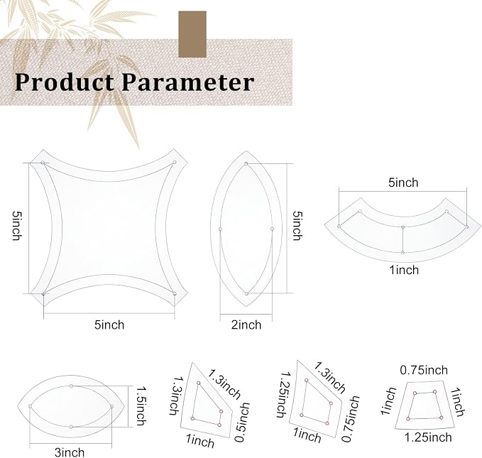 BENECREAT 7 Shapes Double Wedding Ring Acrylic Quilting Template, Transparent - Image 2