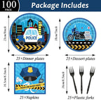 100 Pcs Police Party Plates and Napkins Party Supplies Police Birthday Party - Image 2