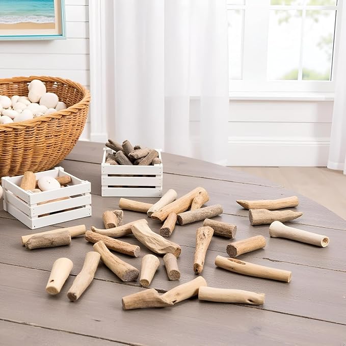 20 Pcs Natural Driftwood Pieces Branch Slices Craft Sticks Beach Decor - Image 4