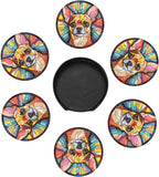 Drink Coaster Set of 6, Chihuahua Dog Mom Lover Gift, Leather Drink Coasters - Image 4