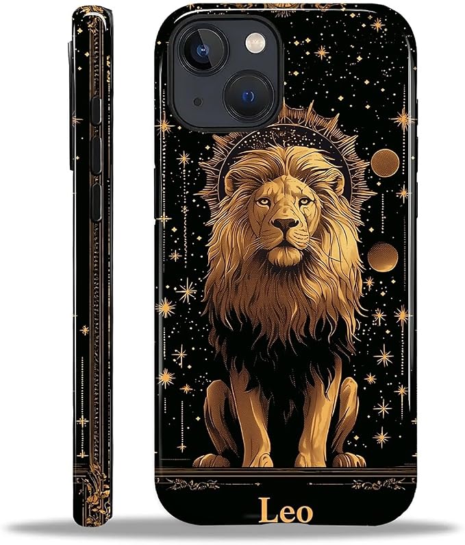 ZHEGAILIAN Case for iPhone 13 14, Galaxy Lion Gold Durable Shockproof Silicone by Home