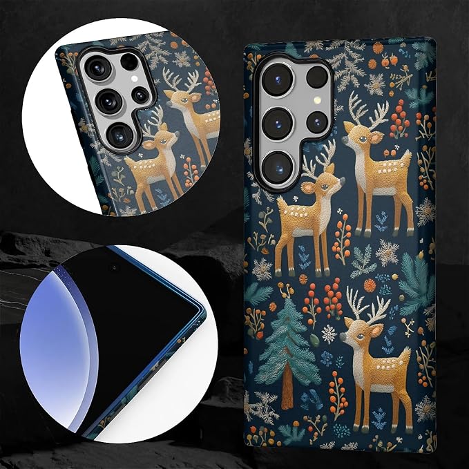 Case for Samsung Galaxy S23 Ultra Case, Cute Christmas Reindeer Design Hybrid - Image 2