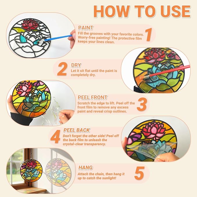 3-Pack DIY Suncatcher Blanks for Adults, Acrylic Stained Glass Window Art Decor - Image 5