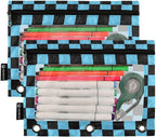 Black Blue Checkered Pattern Pencil Pouch - Image 2