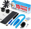 BLuesea Dryer Vent Cleaner Kit, 15-Piece Ultimate Dryer Cleaning Kit Include 50 Feet Dryer Vent Brush, Upgrade Noiseless Dryer Lint Vacuum Attachment, Lint Trap Brush, Vacuum & Dryer Adapters