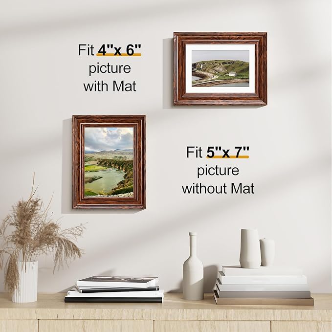 Vittanly 5x7 Picture Frames Set of 2, Ornate Vintage Photo Frame - Image 4