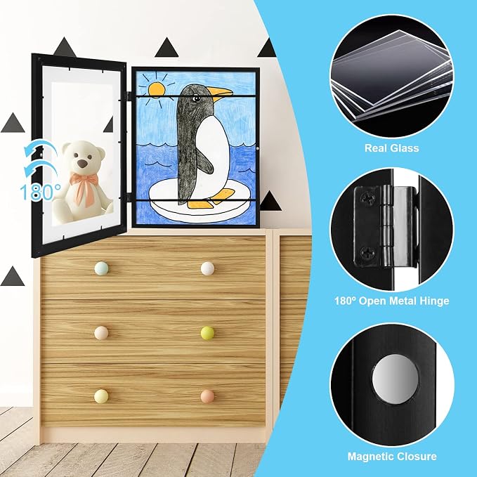 Kids Art Frames, 10x12.5 Front Opening Kids Artwork Frames Changeable, Displays - Image 4