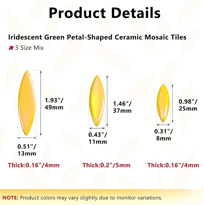 Yoption Petal Mosaic Tiles for Crafts, 200g Flower Leaf Ceramic Tiles Pieces - Image 6