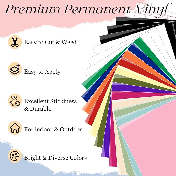 VINYL FROG Permanent Adhesive Vinyl Bundle 20 Pack Glossy Permanent Vinyl - Image 5