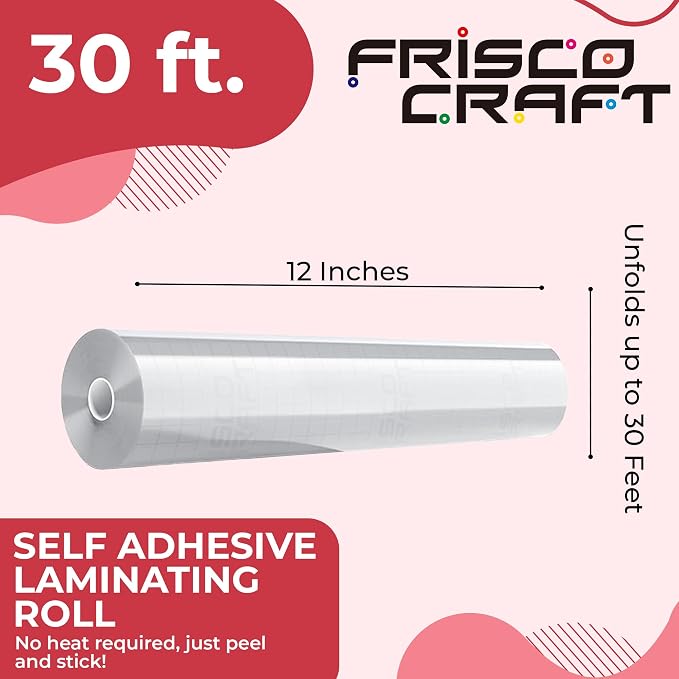 Frisco Craft Transparent Glossy Self Adhesive Laminating Roll 12" x 30 ft | - Image 2