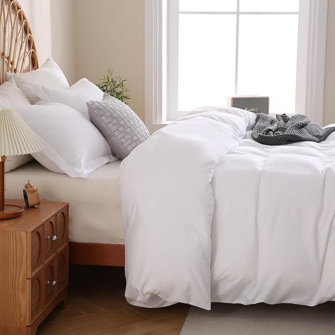 JSD White Duvet Cover Set Twin Size, 2 Piece Microfiber Kids Duvet Cover - Image 7