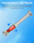 55Pcs Thread Checker, Nut and Bolt Measuring Tool, Bolt Size and Thread Gauge - Image 4