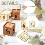 6 pcs 2 Styles Christmas Splicing Theme Undyed Wooden Cutout Charms Square - Image 3
