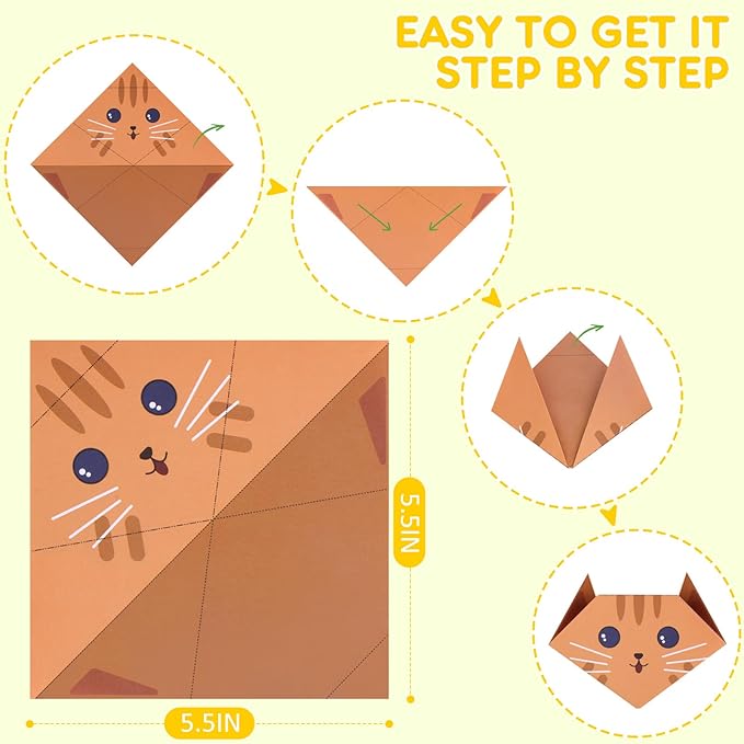 Origami Paper for Kids Ages 5-8, Double Sided Origami Kit 90 Patterns, Easy - Image 4