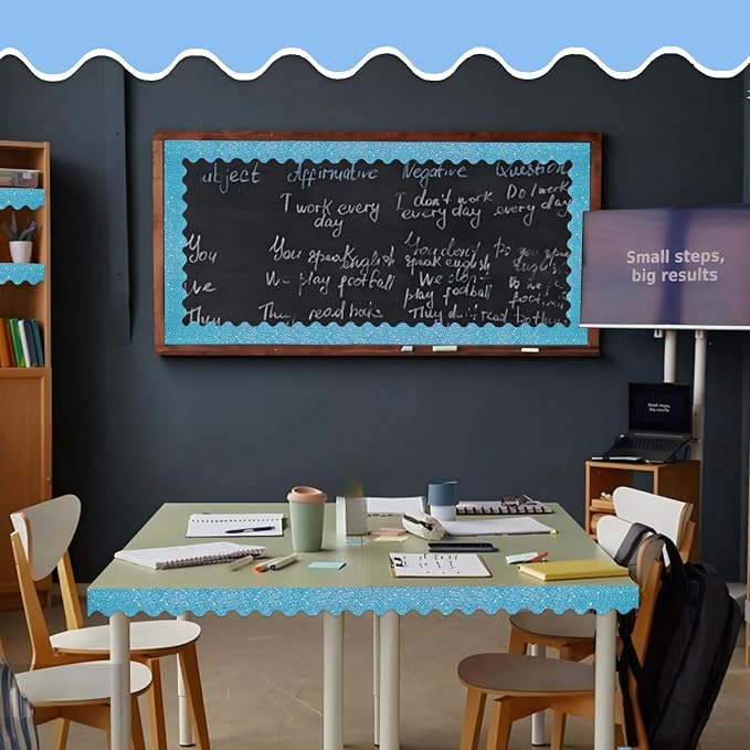 70Ft Shine Blue Bulletin Board Borders，Scalloped Poster Boards Decorations Trim - Image 5