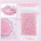 qiipii 7500PCS 2mm Small Light Pink AB Half Round Pearls Gems - Image 2