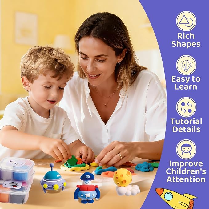 Both idea Air Dry Clay Kit, Space Theme | 12 Packs, Non-Toxic Kids Gift | - Image 2