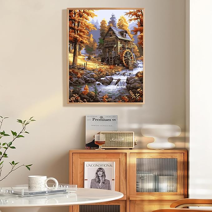 Fountor Paint by Numbers Kit for Adults Beginner, Fall Landscape Adult Paint by - Image 2
