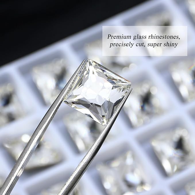 28Pcs Point Back Glass Rhinestones, 12 * 12MM Square Shape Faceted Rhinestones - Image 3
