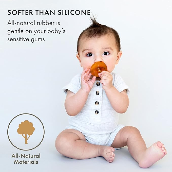 Natursutten Pacifiers 0-6 Months - 1-Pack Original Shield Round Nipple Natural Rubber Safe & Soft BPA-Free for Breastfeeding Babies - Newborn Pacifiers Made in Italy