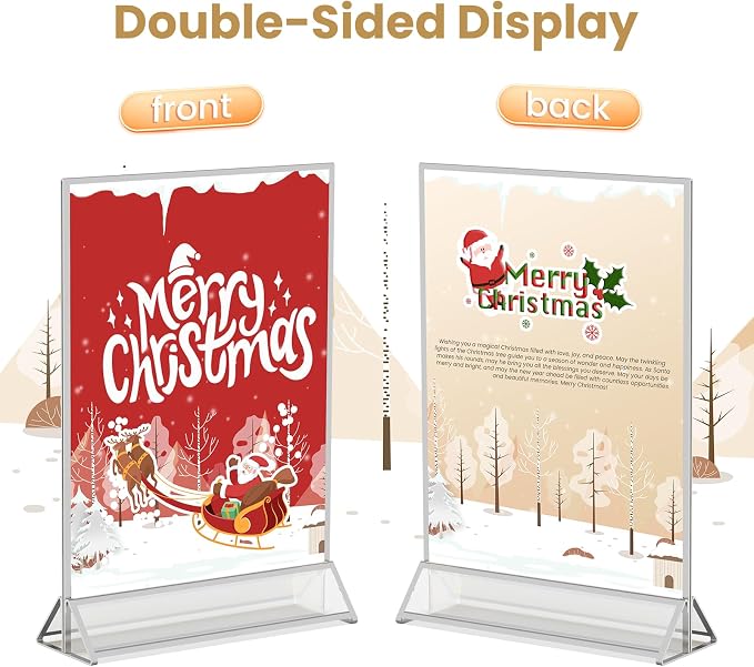 8.5X11 Silver Frames Double-Sided Acrylic Sign Holder, 6 Pack | Picture Frames - Image 3