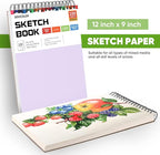 Soucolor 9x12 Sketch Book 2-Pack, 100 Sheets, Spiral Bound | 68lb acid-free - Image 5