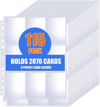 115 Pack 9 Pocket Card Sleeves Binder Sheets, Trading Card Sleeves by KKEETUR