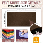 Soft Felt Fabric Sheet 18" x 36", 1.6mm Acrylic Craft Felt, Dark Brown | Soft - Image 2