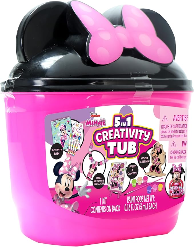 Disney Junior Minnie Mouse 5 in 1 Creativity Tub, 50-Piece Paint and Color - Image 3