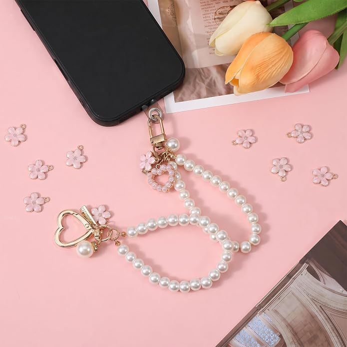 40 Pcs Gold Plated Enamel Cherry Blossoms Decor Small Flower Enamel Charms Cute - Image 4