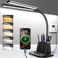 Desk Lamp with USB-C Charging Port and Organizer Base, LED Desk Light with Pen by Airlonv