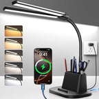 Desk Lamp with USB-C Charging Port and Organizer Base, LED Desk Light with Pen by Airlonv