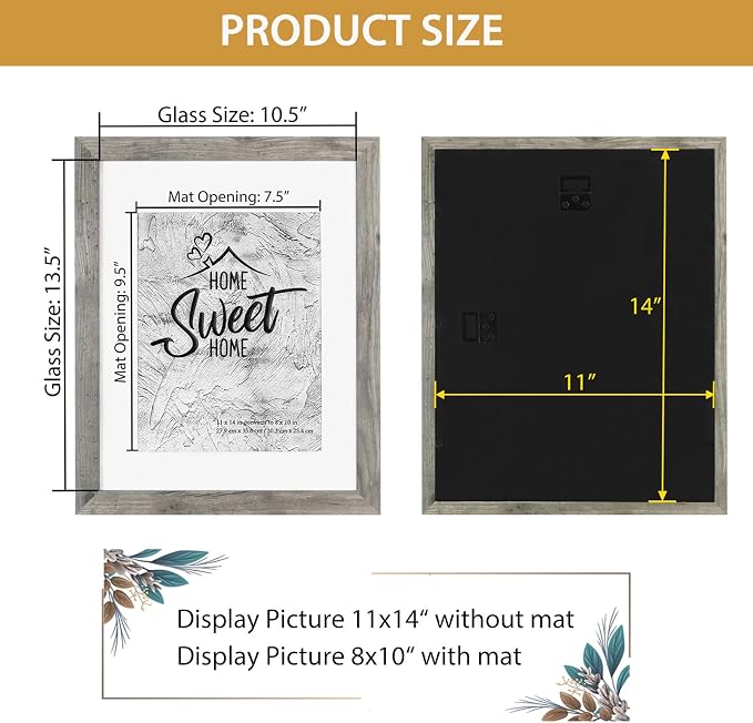 Califortree Grey Wooden 11x14 Picture Frame Set of 2 - Image 5