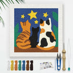 DOODLREAM Cats Stars DIY Punch Needle Embroidery Kit by Doodlream