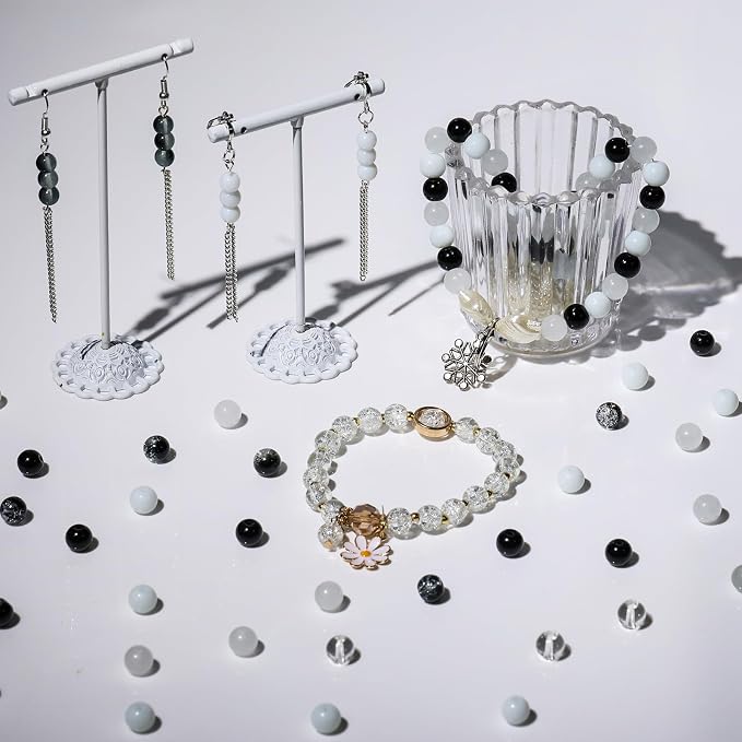 XSEINO About 1200PCS 6mm Glass Beads Bracelet Making Kit, 24 Assorted Black and - Image 3