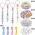 Avxzbef 566 Pcs DIY Keychain Making Kit, Letter Heart Beads Metal Key Rings - Image 3