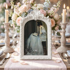 Cuspin 4x6 White Arched Picture Frame, Vintage Ornate Resin Photo Frame - Image 8