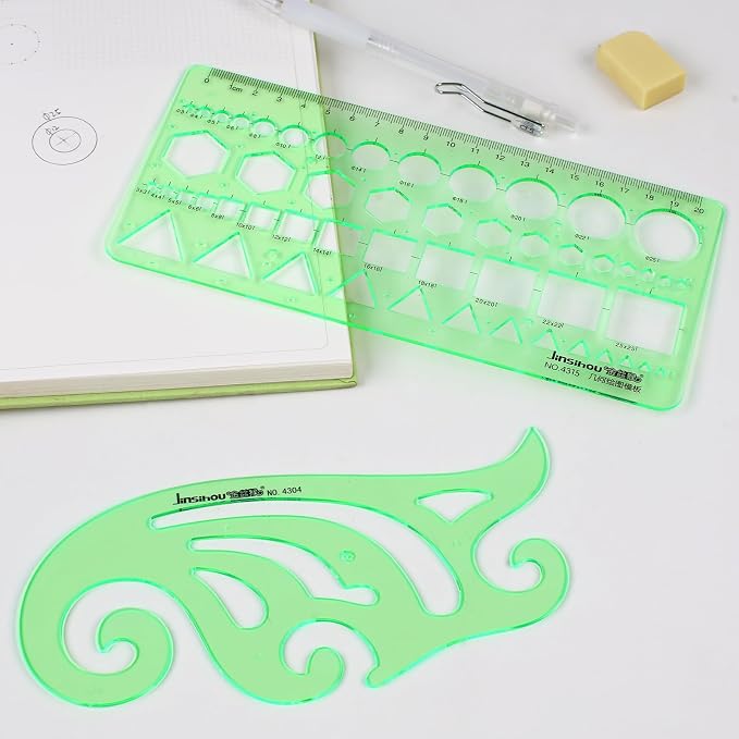 11PCS Geometric Drawings Templates, Drafting Stencils Measuring Tools, - Image 4