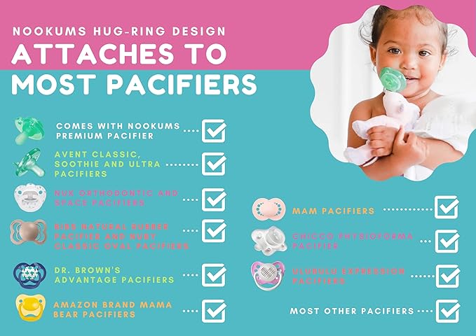 Nookums Paci-Plushies Shakies - Pacifier Holder with Built in Rattle (2 in 1)- Adapts to Name Brand Pacifiers, Suitable for All Ages, Plush Toy Includes Detachable Pacifier (Unicorn)…