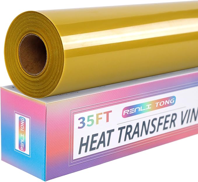RENLITONG Glossy Gold HTV Vinyl 12" x 35ft Roll by RENLITONG