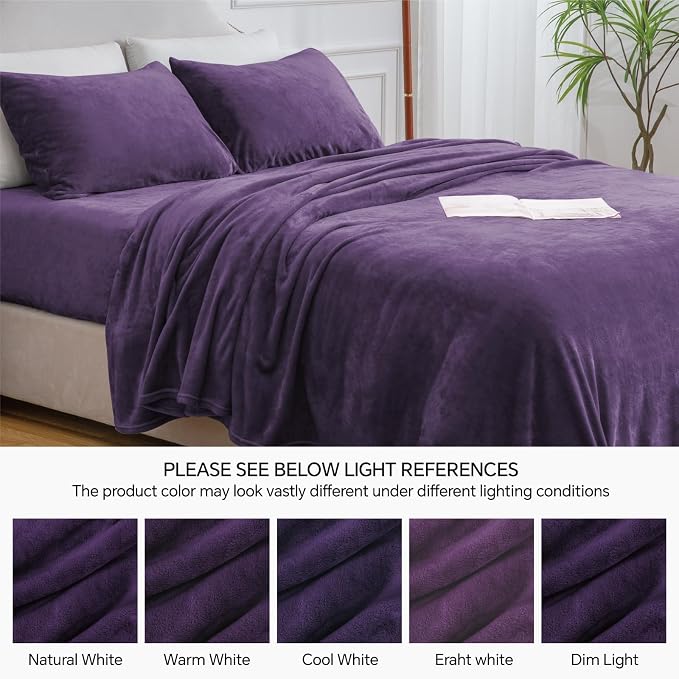 BEDELITE Flannel Sheets Twin Size Purple - Image 9