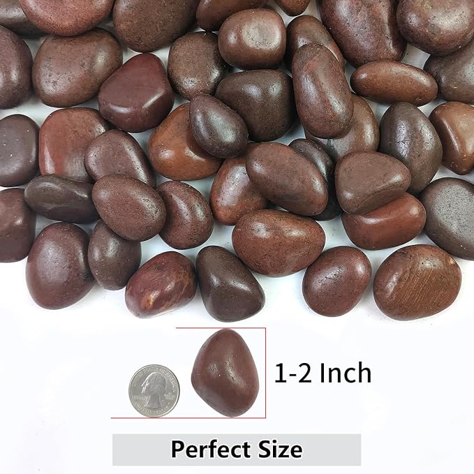 YISZM 40lbs Red River Rocks for Landscaping, 1-2 Inch Natural Pebbles for - Image 2