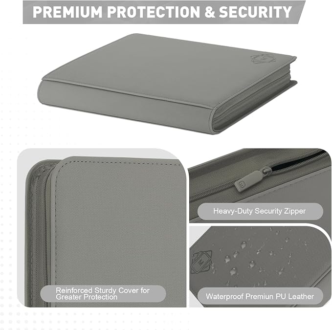 Premium Card Binder 12 Pocket for 720 Pockets Trading Card Binder, PU Zipper - Image 6