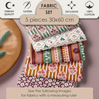 Boho Floral Cotton Fabric Bundle, 5 Coordinating Fabric Panels, 23.6 x 11.8 in - Image 2