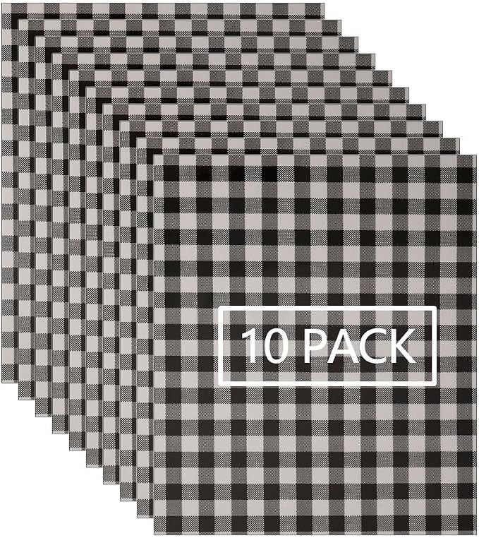 FUNKAKA Heat Transfer Vinyl HTV Black White Buffalo Plaid by FUNKAKA