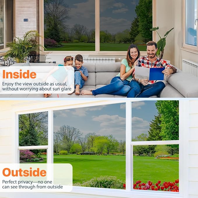 One Way Window Privacy Film Reflective Mirror Home Window Tint, Daytime Privacy - Image 4